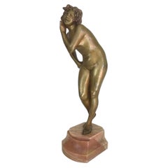 Antique Italian Bronze Figure of a Naked Female, Raphael Nannini, circa 1880