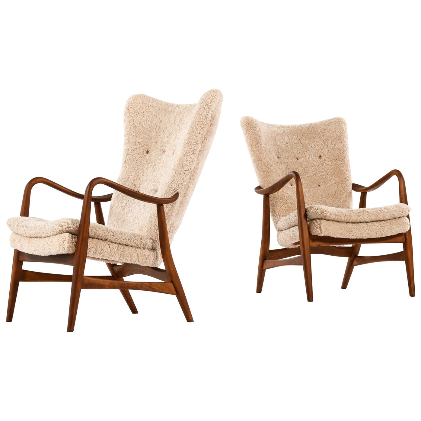 Ib Madsen & Acton Schubell Easy Chairs Produced by Madsen & Schubell For Sale