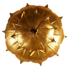 French Mid-Century Gold Leaf Wall Light