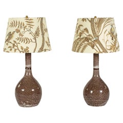 Pair of Purple and White Glazed Ceramic Lamps