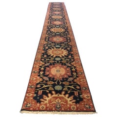 Vintage New Extra Long & Narrow Navy Blue Tribal Persian Style Runner Rug 2.7 x 36.3 ft