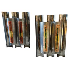 1970s Space Age Set of Huge Wall Lights Designed by Angelo Brotto for Esperia