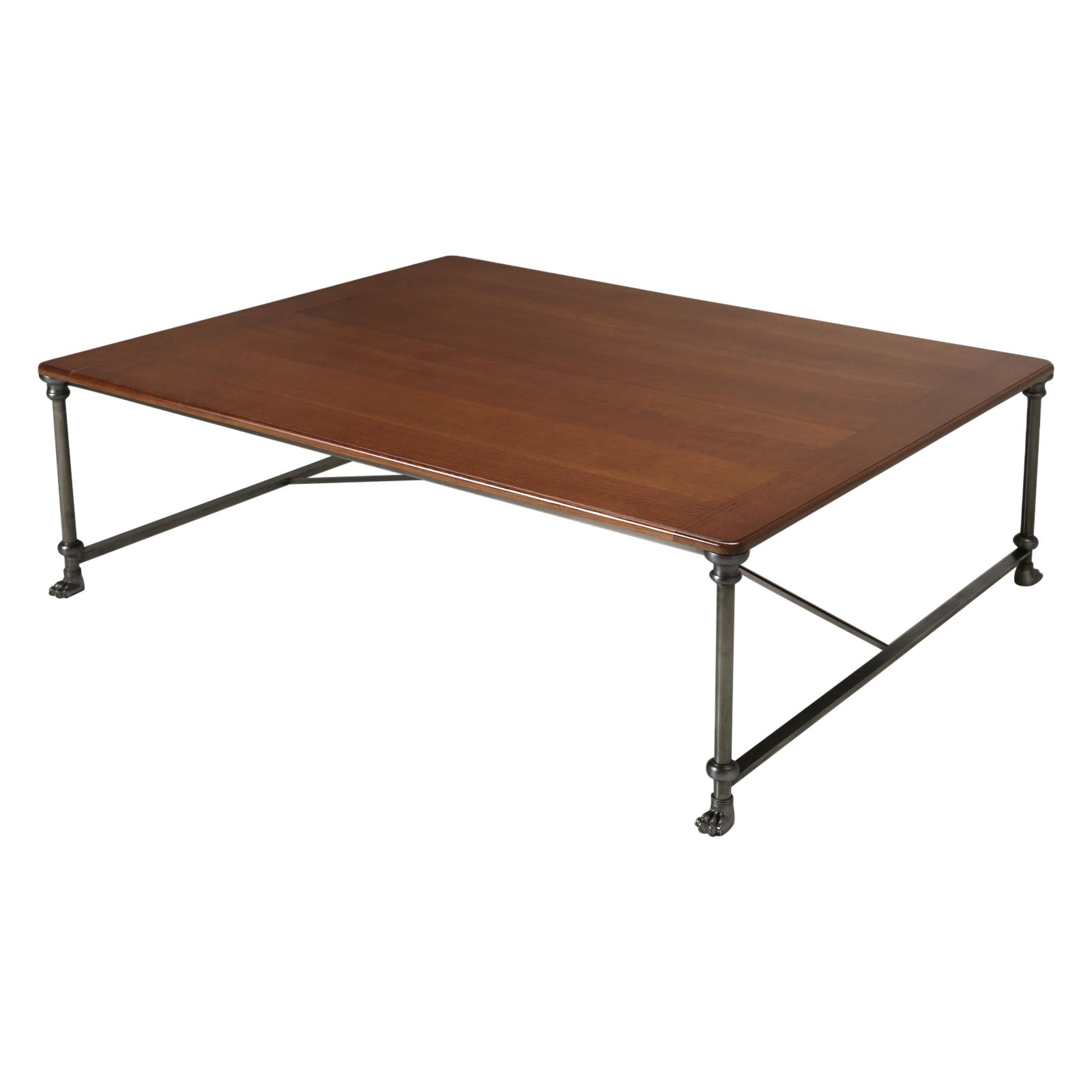 French Industrial Inspired Coffee Table in Stainless Steel Any Dimension, Finish