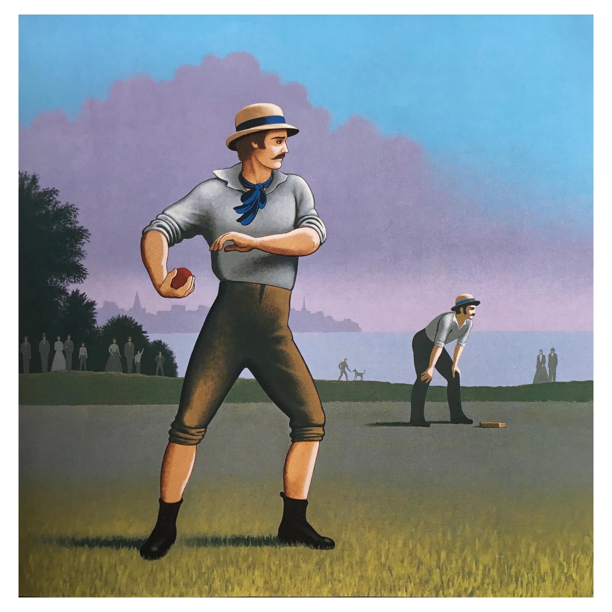 Baseball dans les années 1850, peinture originale de Lynn Curlee en vente