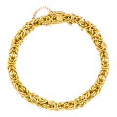 Estate 18K Yellow Gold Byzantine Flexible Link Chain Bracelet