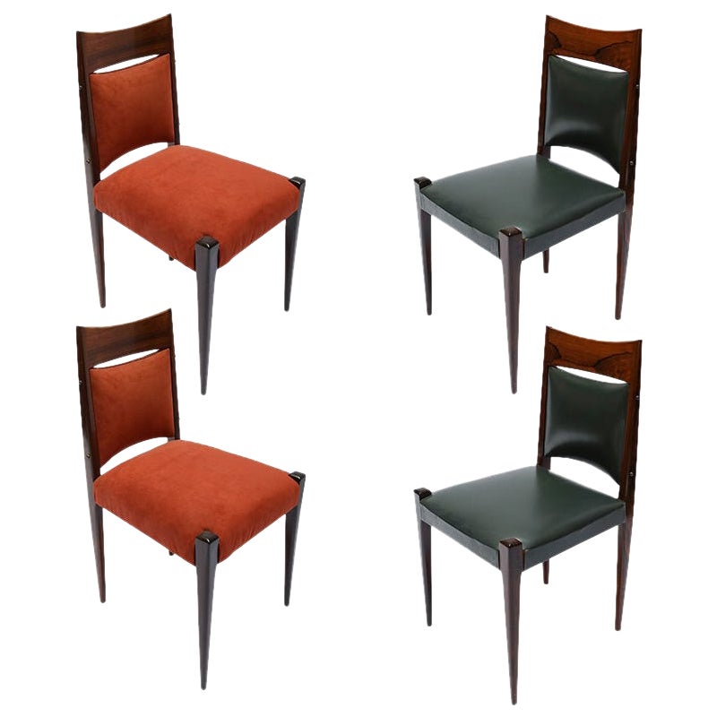 Set of Four Brazilian Jacaranda Mid Century 1960s Dining Chairs