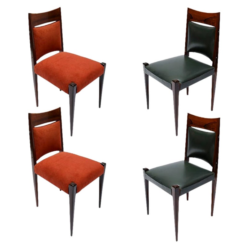 Set of Four Brazilian Jacaranda Midcentury 1960s Dining Chairs For Sale