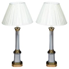 Pair of 20th Century Art Deco Style Polished Metal Table Lamps