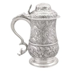 18th Century Antique Georgian Sterling Silver Quart Tankard
