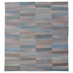 Multicolor paneled Flat-Weave Kilim Rug with Modern Design