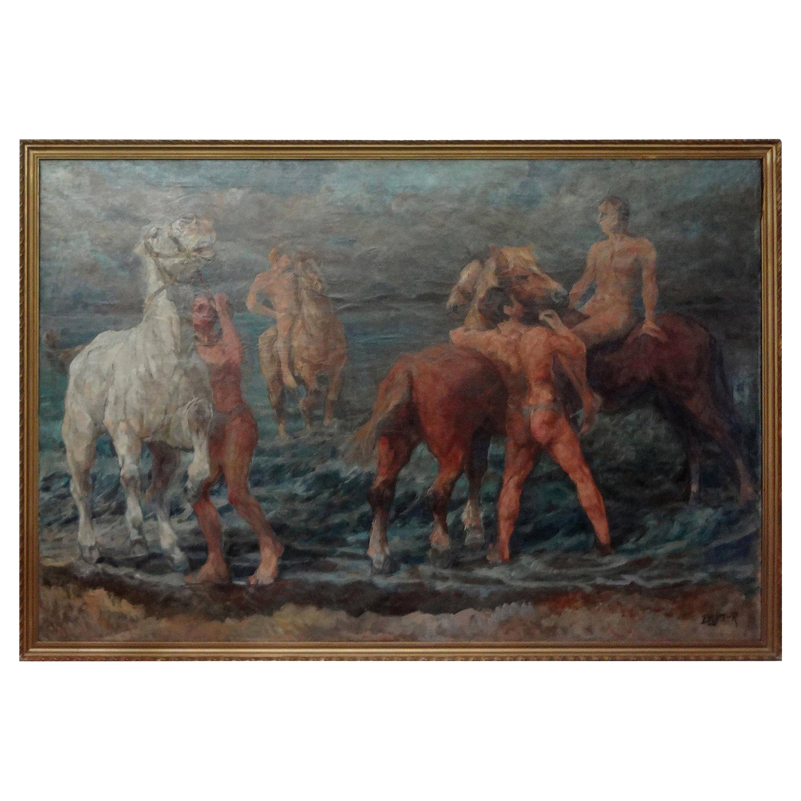 Grande dipinto a olio impressionista su tela firmato R. Blum