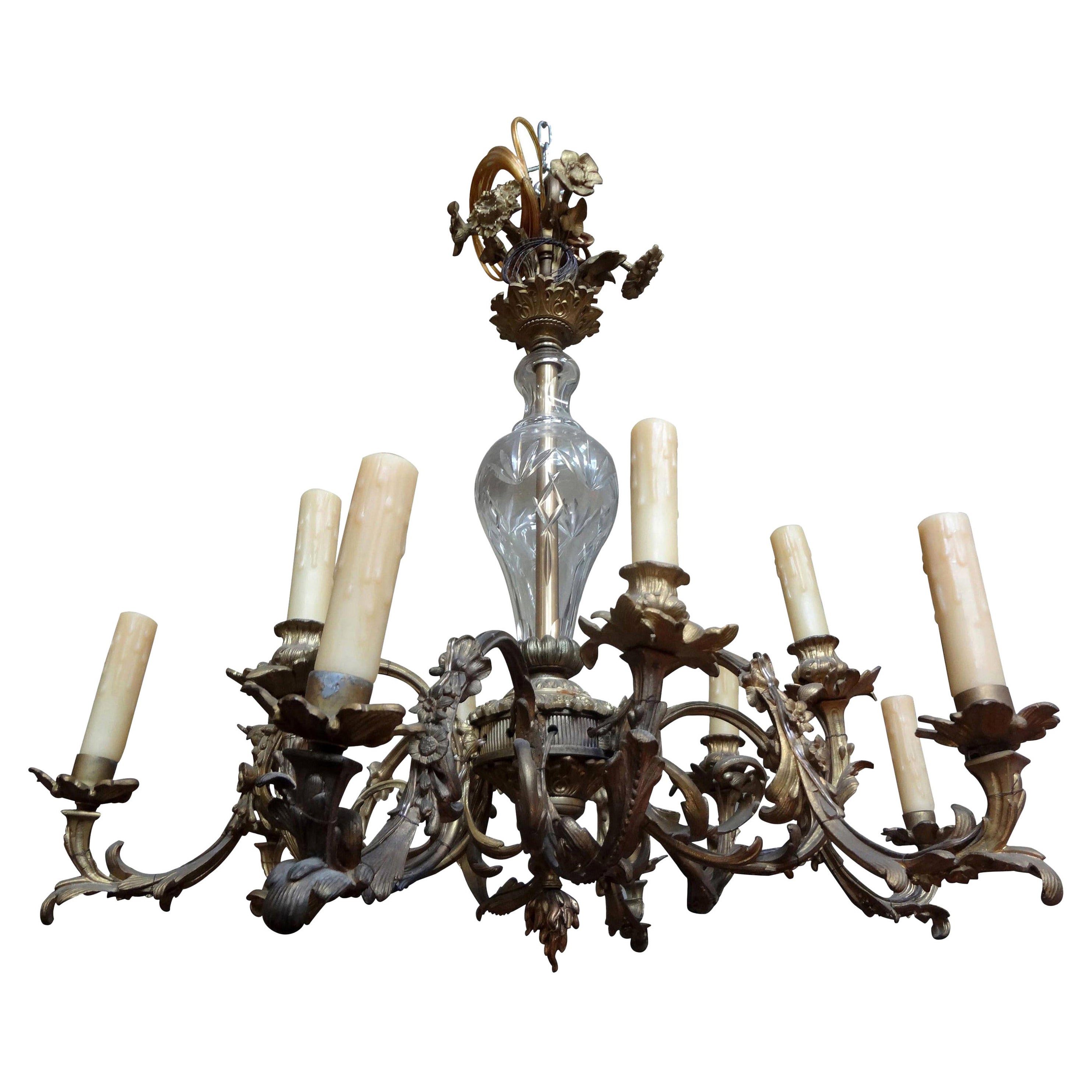 French Louis XV Style Bronze Dore and Crystal Chandelier For Sale at ...