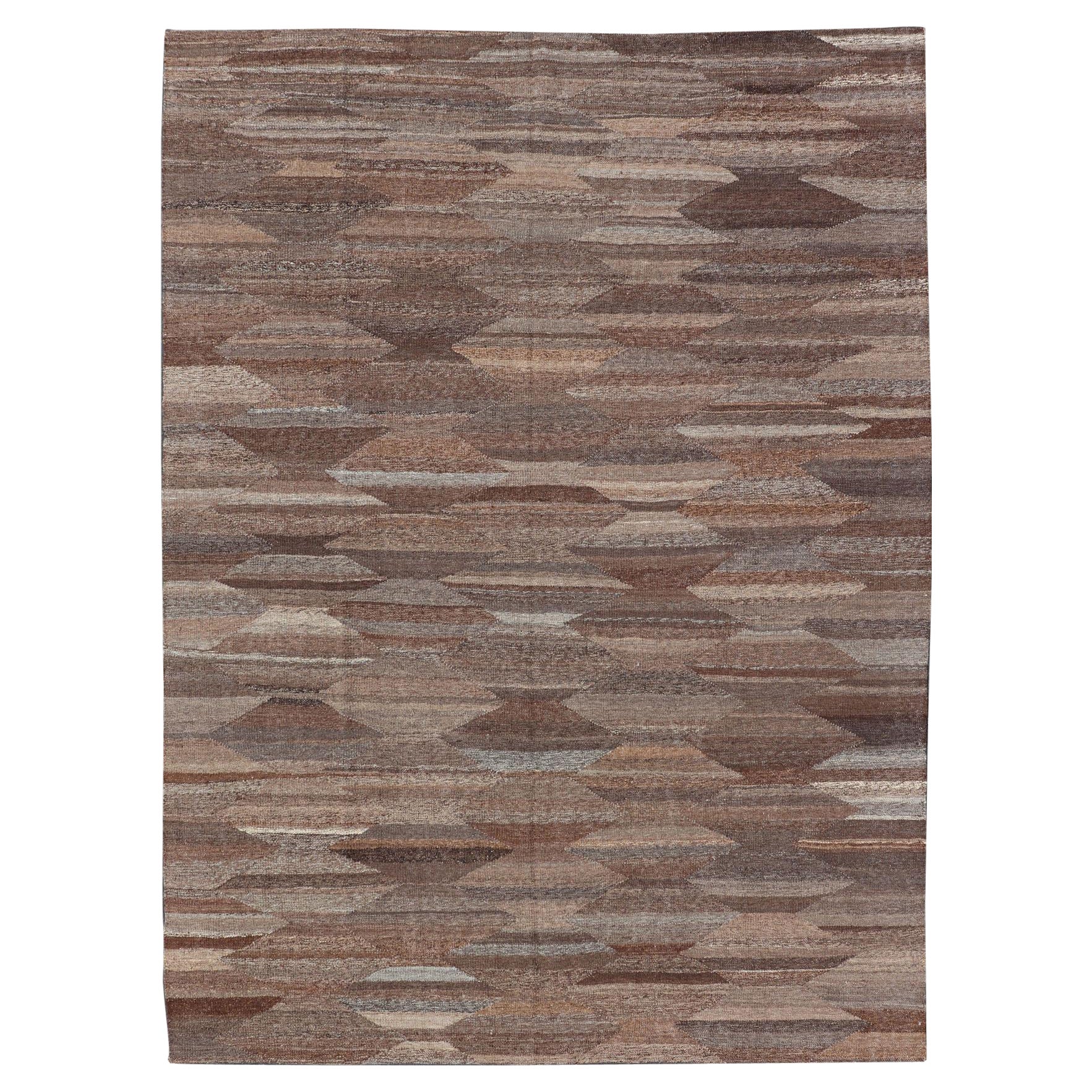 Versatile and Natural Color-Tone Flat-Weave Kilim for a Modern or Classic Design