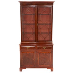 Burl Mahogany Two Part Hutch / Cabinet