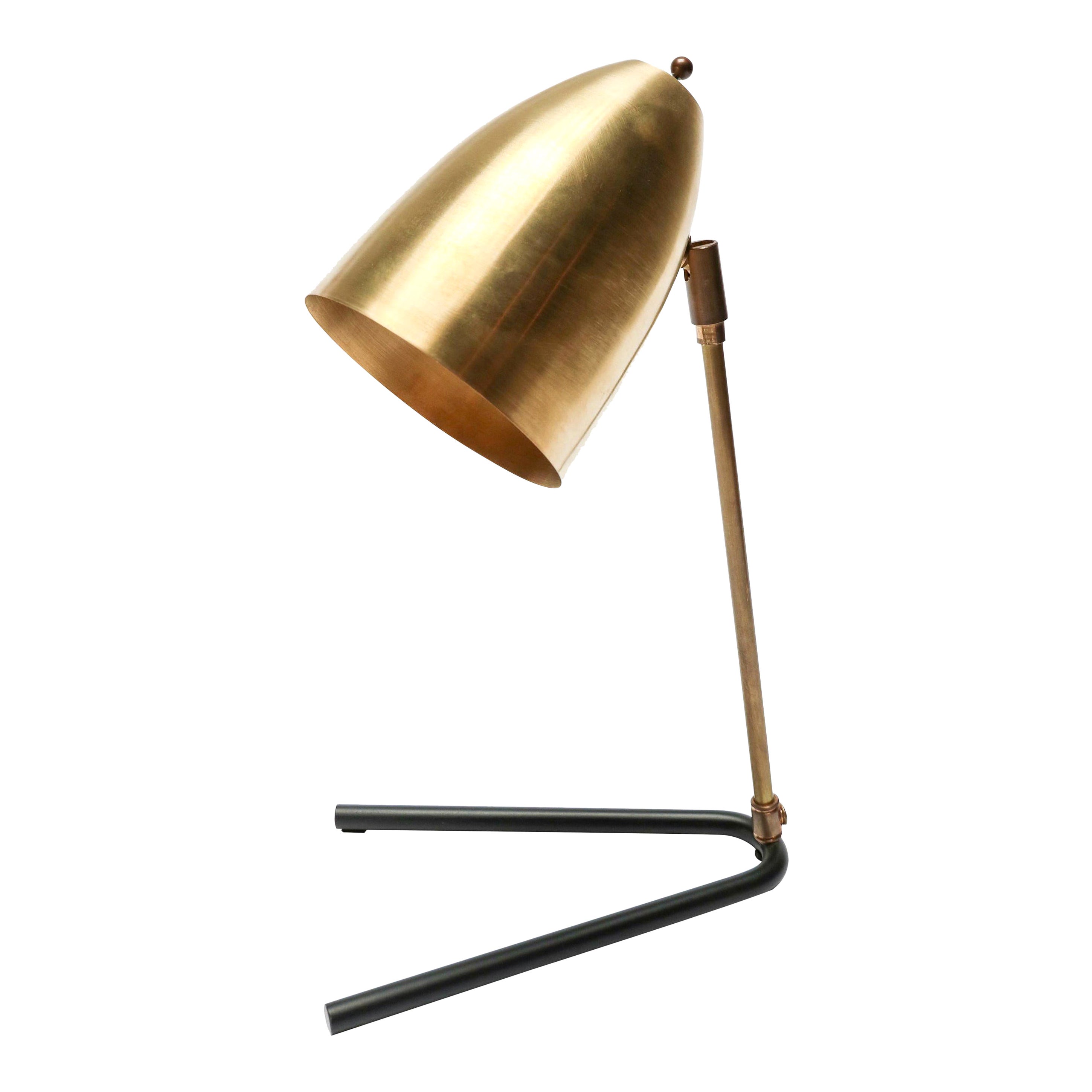 Custom Brass and Black Metal Midcentury Style Desk Lamp by Adesso Imports For Sale
