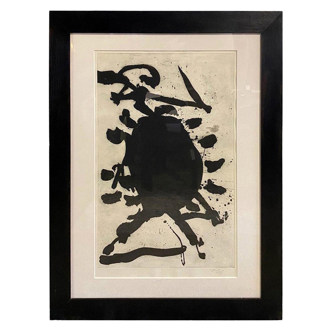 Robert Motherwell Signed Limited Edition Large Aquatint Etching Blackened Sun For Sale