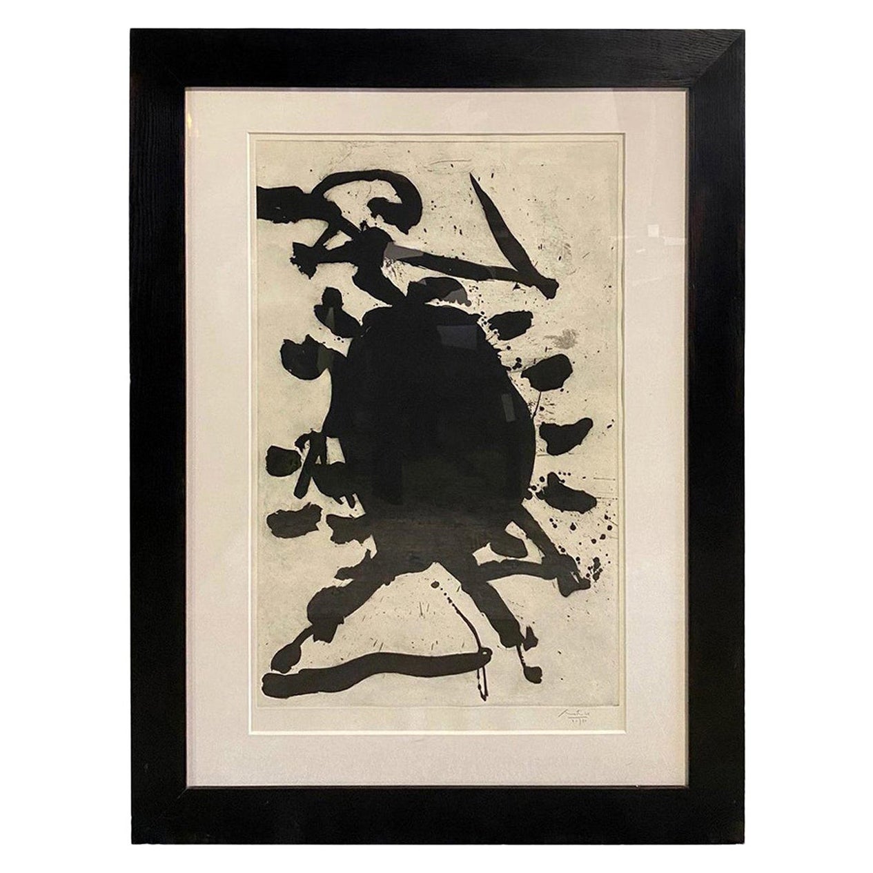 Robert Motherwell, signierte limitierte Auflage, große Aquatinta-Radierung, geschwärzte Sonne im Angebot