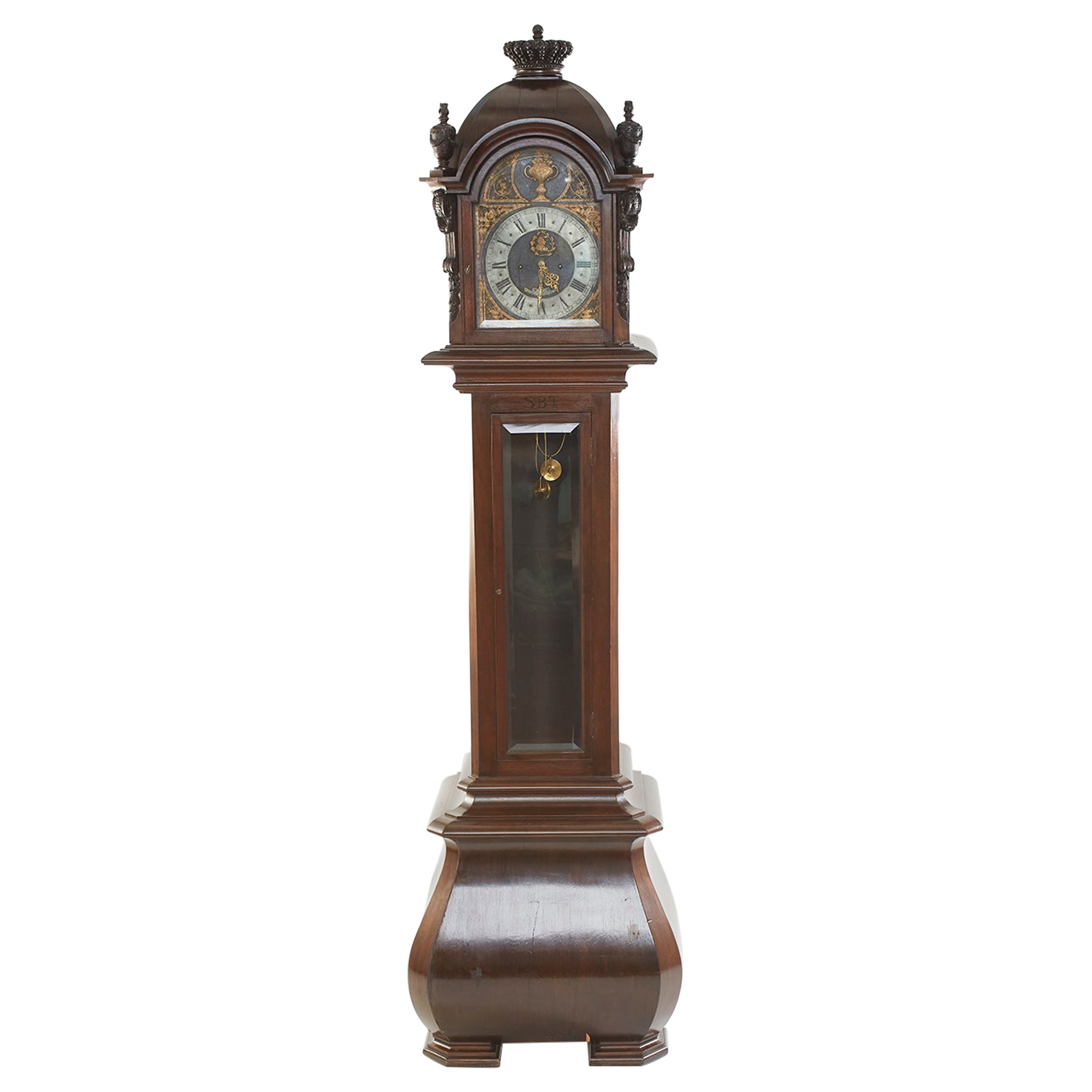 Horloge grand-père allemande du 18e siècle en vente