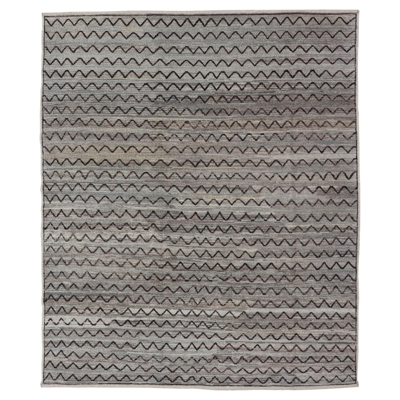 Modern Afghanistan Rug with All-Over Pattern in Muted Tones
