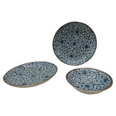 Set of '3' Blue and White Floral Decorative Bowls