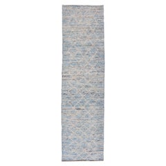 Modern Rug with Traditional Design in Cream and Sky Blue Color