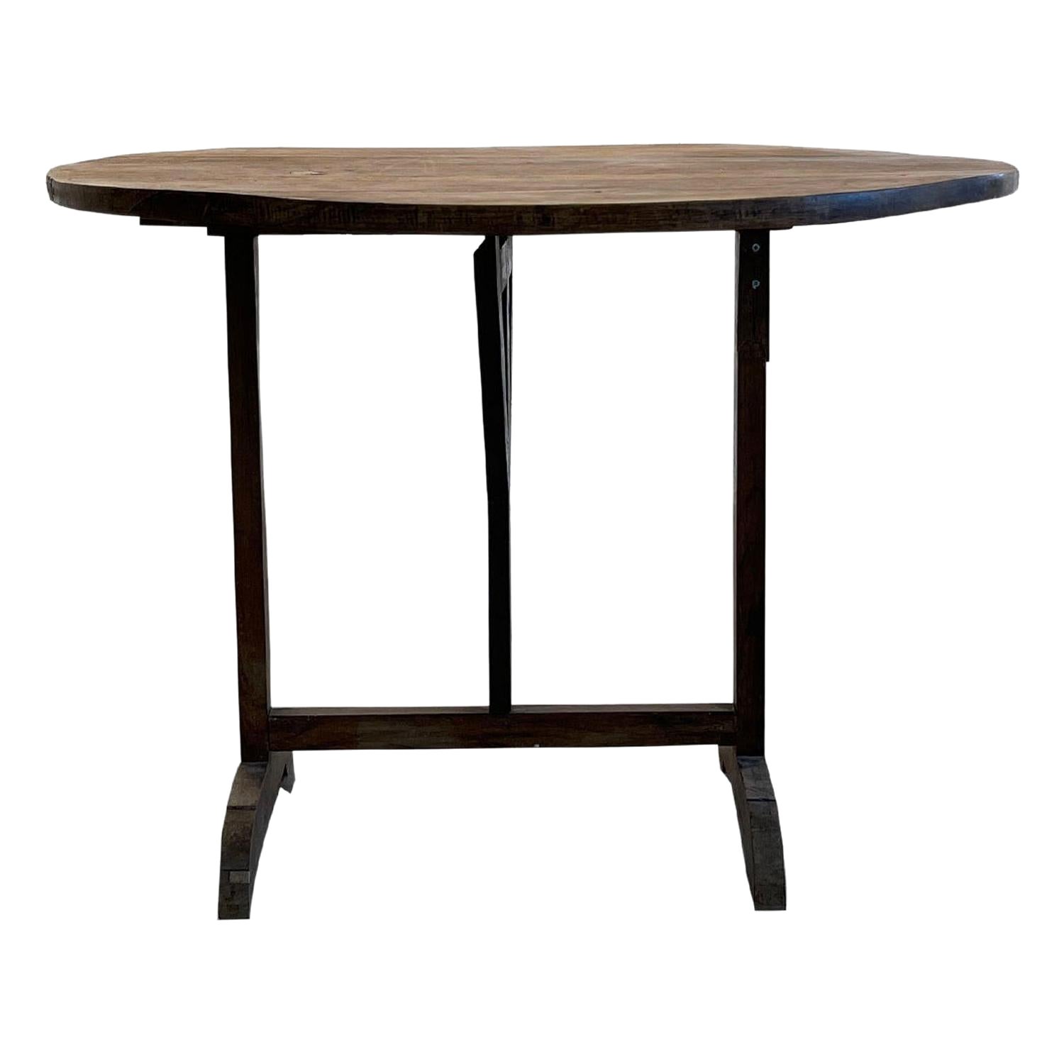 19th Century French Walnut Occasional Wine Folding Table, Antique Vigneron Table For Sale