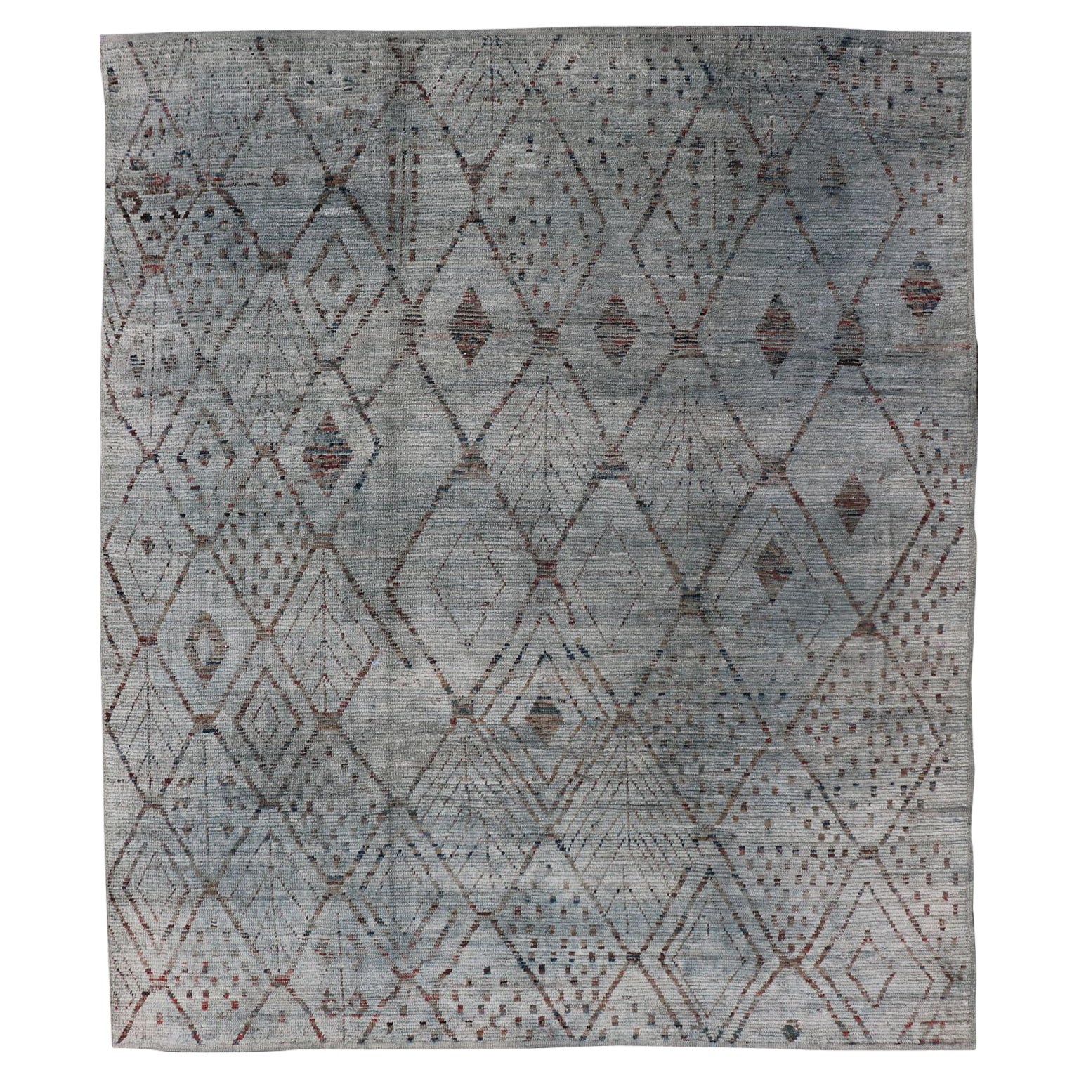 Casual Modern Design Rug in Muted Green and Subdued Brown Design For Sale