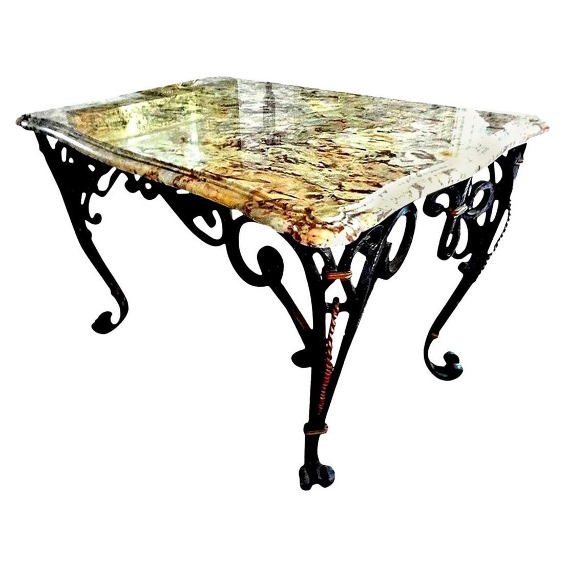Gilbert Poillerat Inspired French Wrought Iron Center Table For Sale