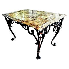 Vintage Gilbert Poillerat Inspired French Wrought Iron Center Table