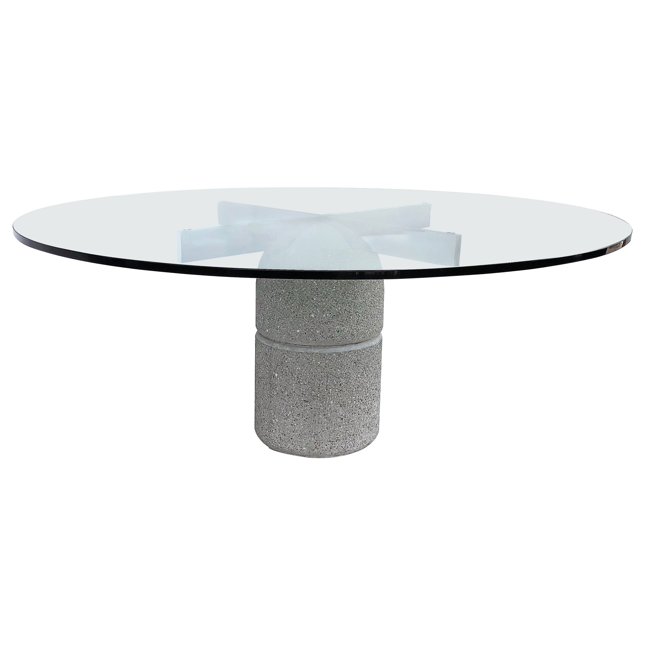 Saporiti Italia Concrete, Chrome, Glass Dining Table For Sale