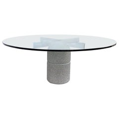 Table de salle à manger Saporiti Italia en béton, chrome et verre