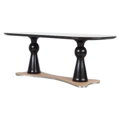 Oval Dining Table with Glasstop from the Italian 40s
