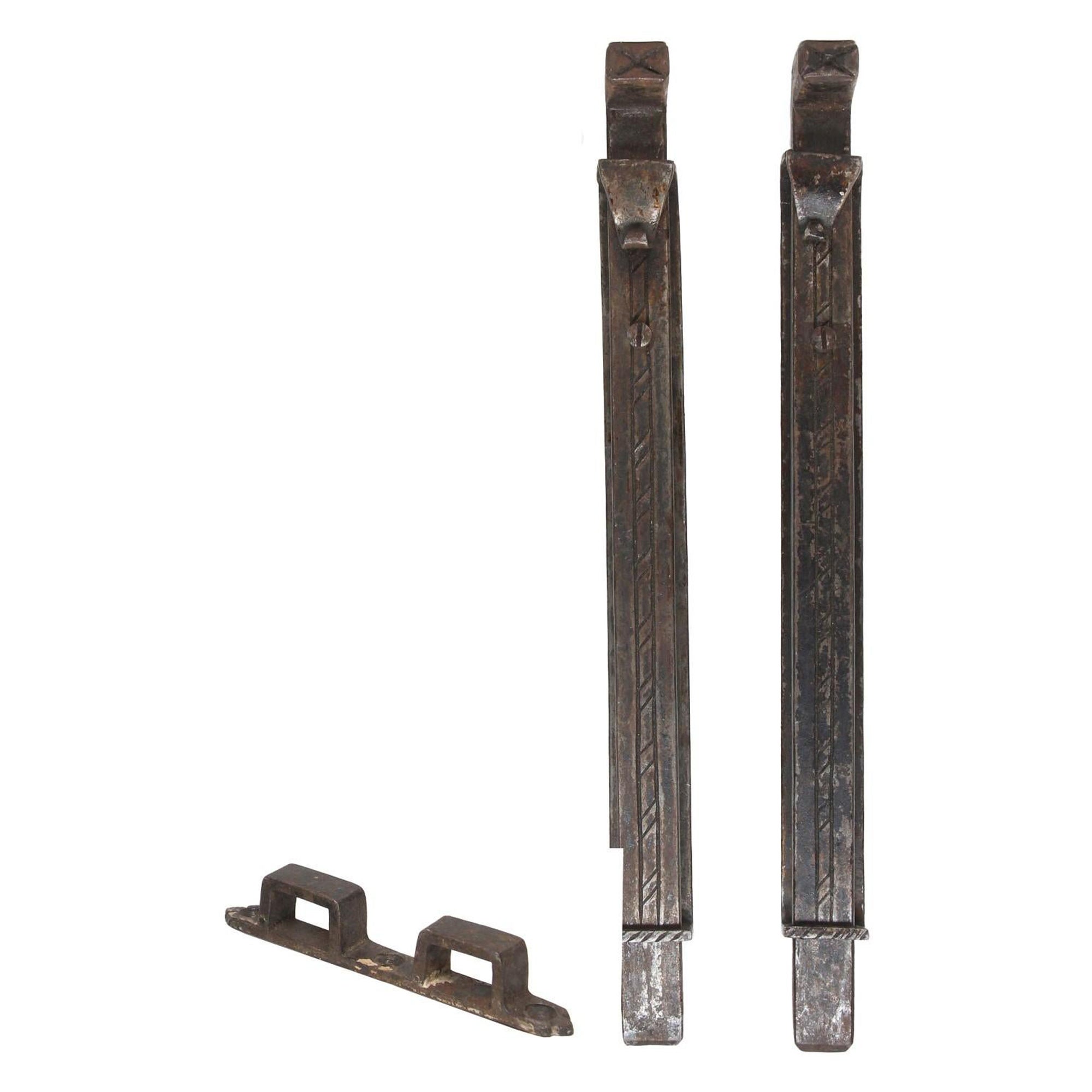 Pair Forged Iron Door / Gate Slide Bolts by Samuel Yellin Early 20th Century