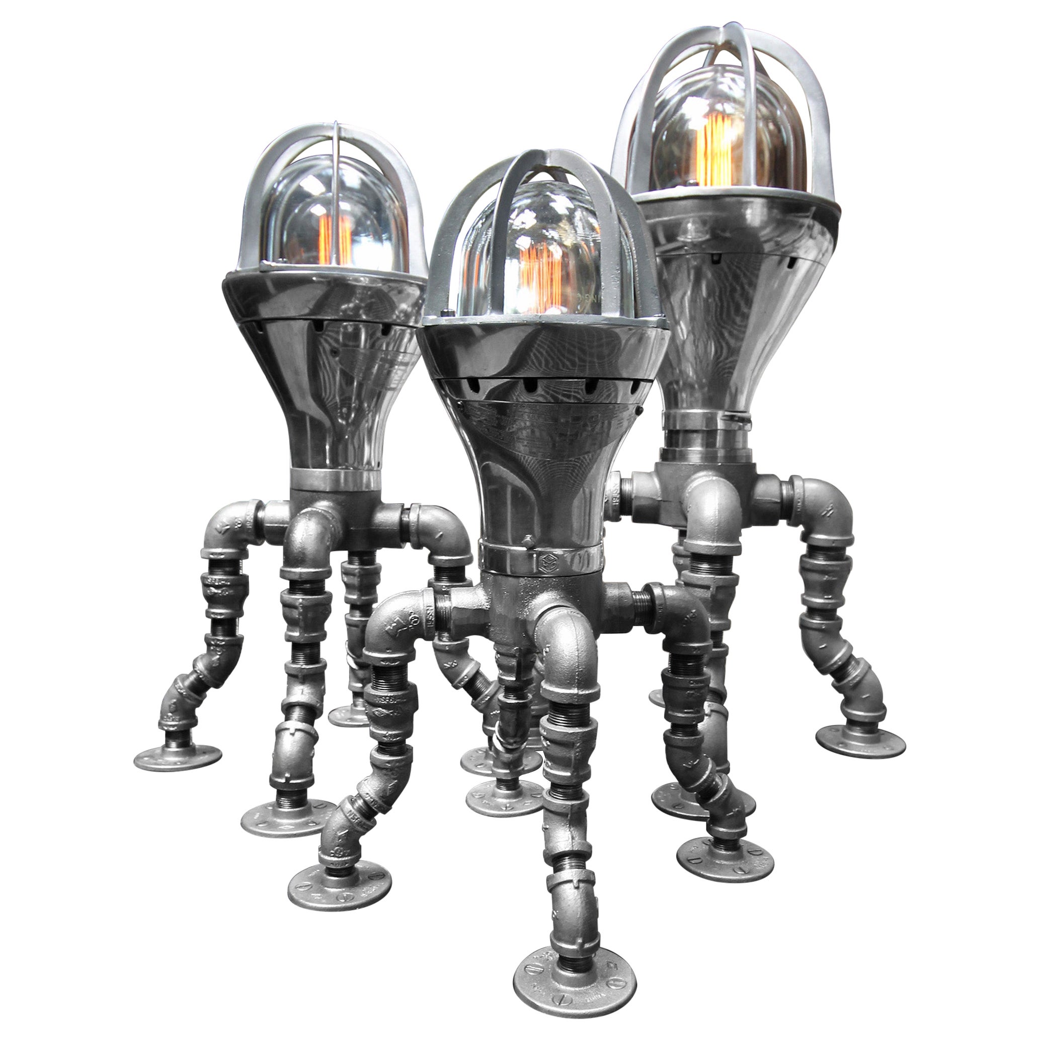 Modern Industrial Lamp Set - Industrial Decor - Crouse Hinds Industrial Light For Sale