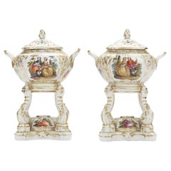 Pair of German Porcelain Pastille Incense Burners by KPM Berlin, 1820