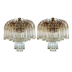 Pair of Glass Drops Light Fixtures, Sold Individually