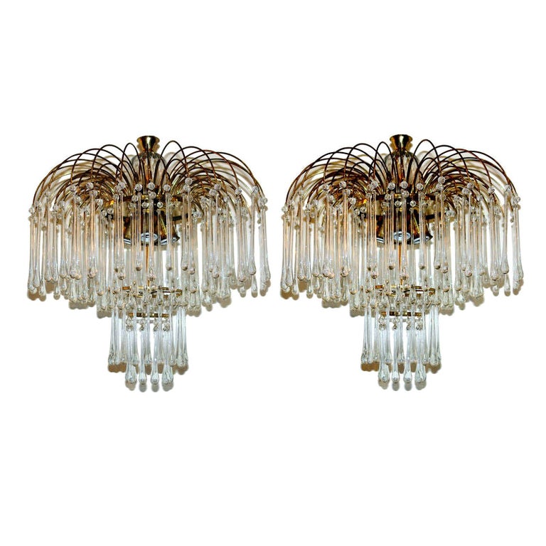 Midcentury Glass Drops Light Fixture at 1stDibs fixture drops