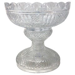 Antique Waterford Cut Crystal Punch Bowl on Stand, Circa 1920-1930