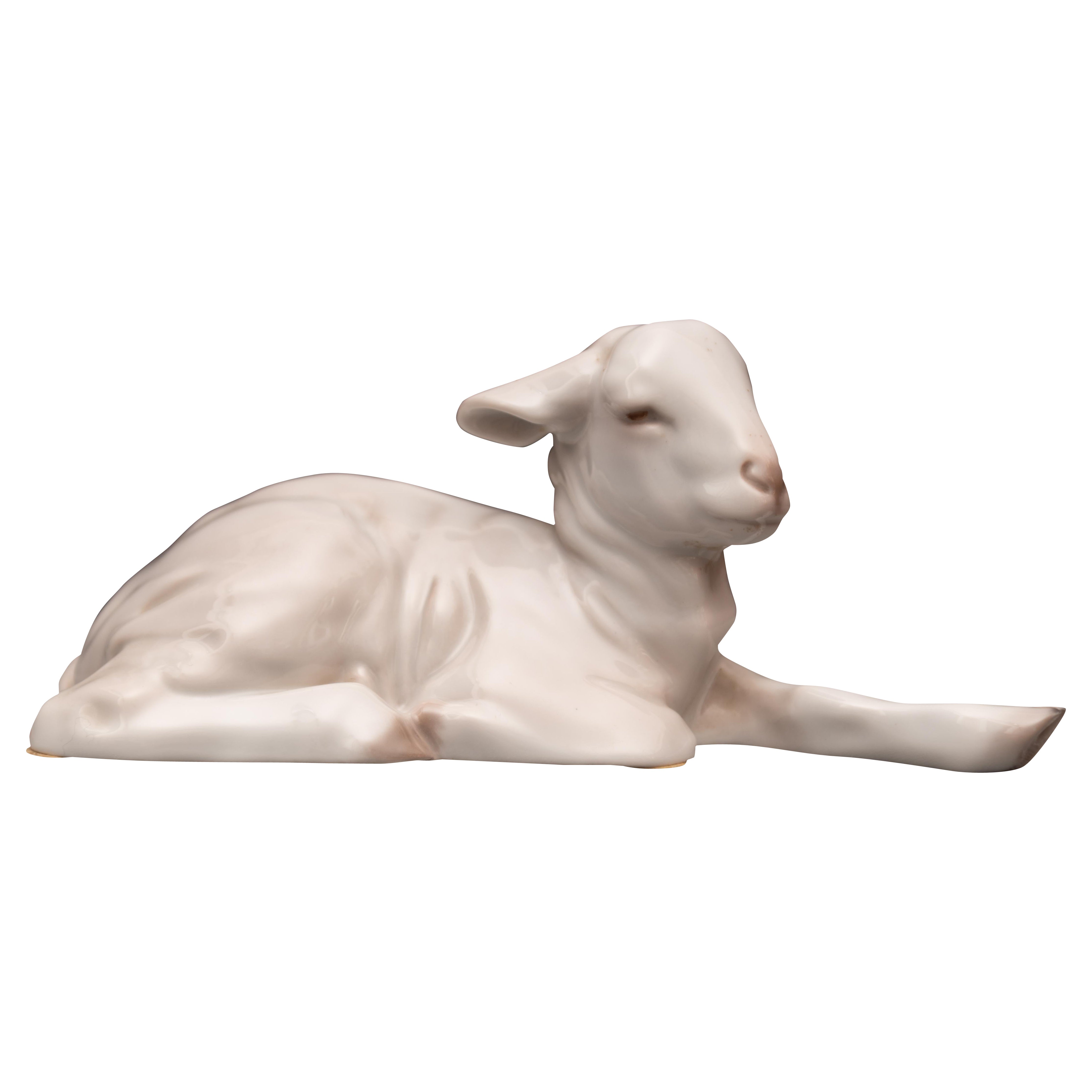 Porcelain Lamb by Willy Zügel for Rosenthal For Sale