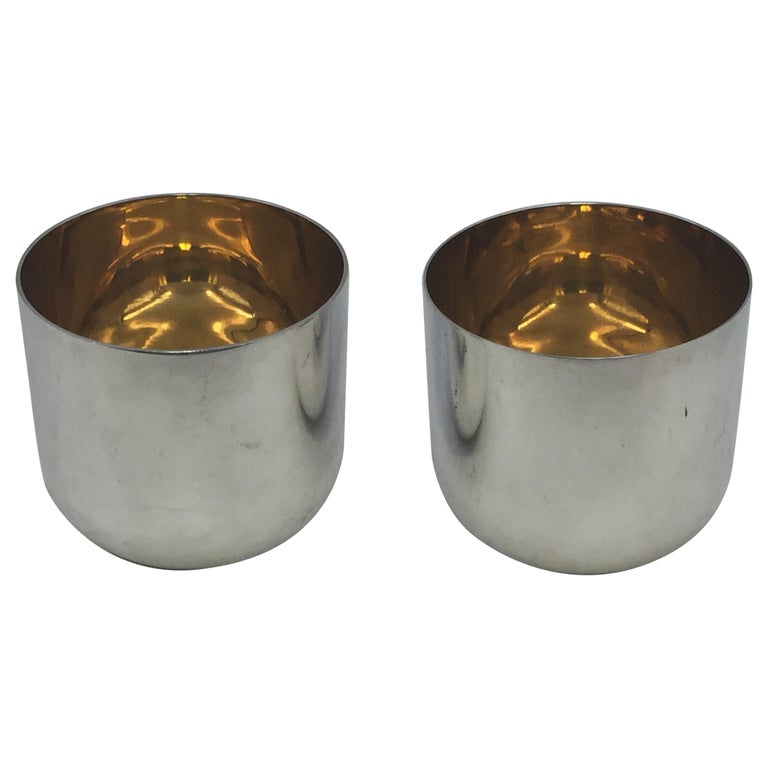 Pair of Buccellati Gilt Sterling Silver Cups For Sale