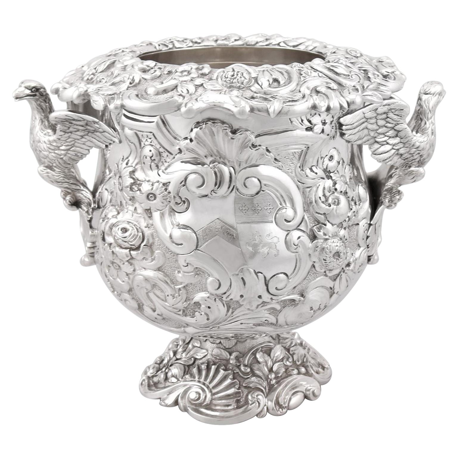 Silver Swiss Wine Cooler Bottle Holder made in Geneva, Switzerland, circa 1900 For Sale at 1stDibs