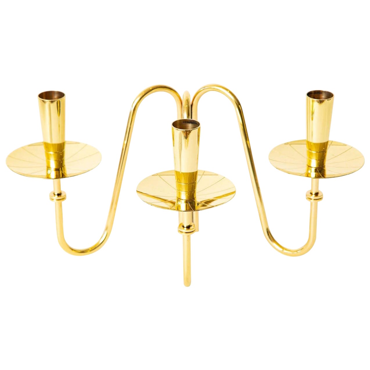 Tommi Parzinger Brass Three Arm Candlestick Mid-Century Modern For Sale at  1stDibs