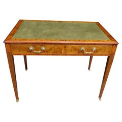 Antique English Mahogany and Satinwood Foliage Inlaid Two Drawer Writing Desk, C 1790