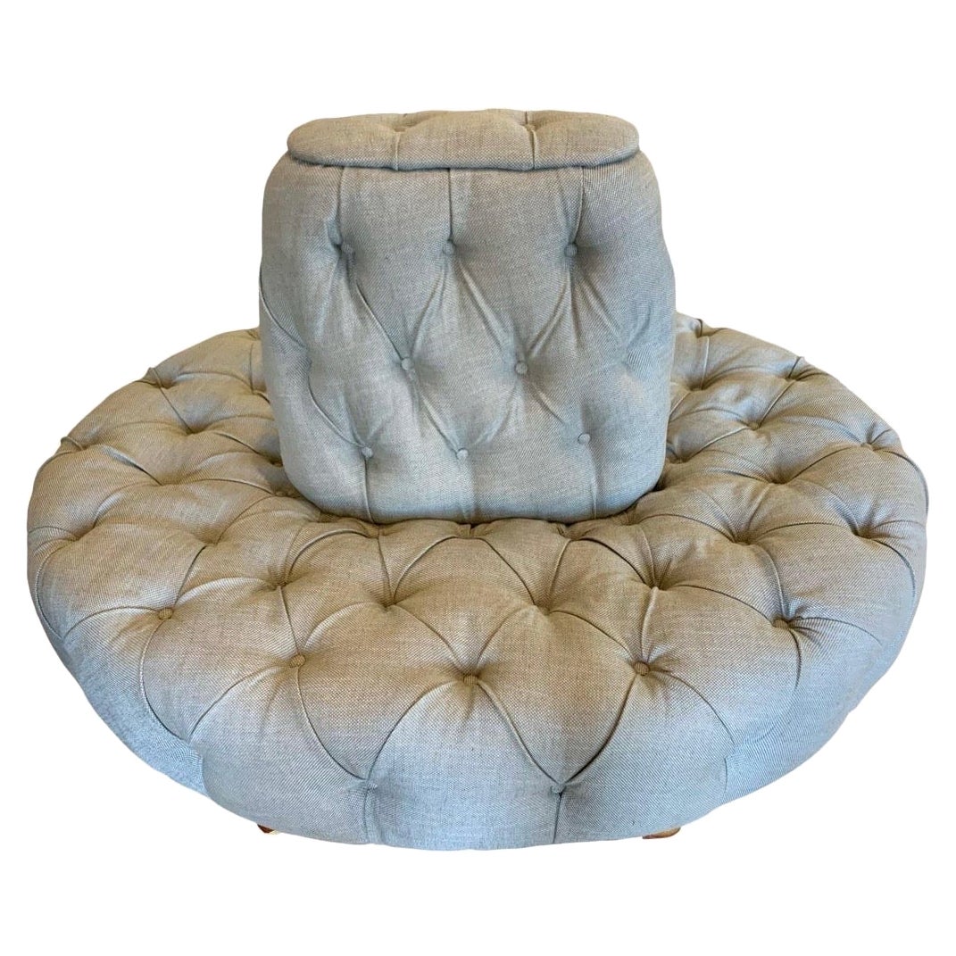 Large Custom Upholstered Banquette Pouf