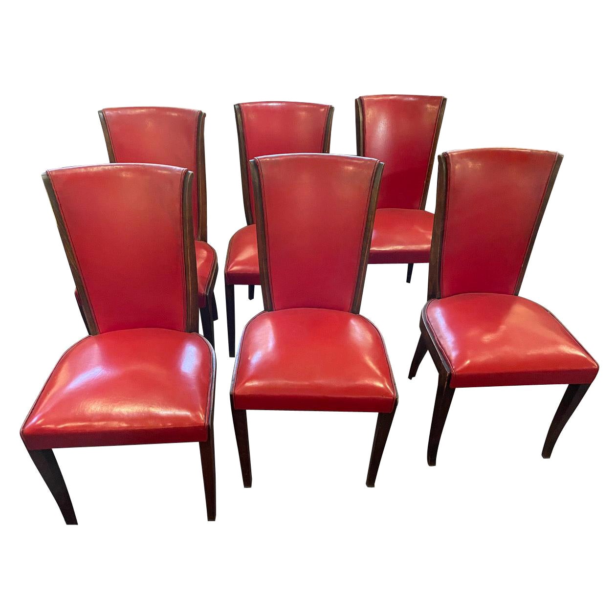 6 Art Deco French Dining Room or Side Chairs For Sale