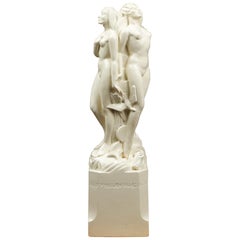 Plaster Art Deco Sculpture of a Group of Females Nudes by M.C. Toulmin