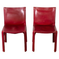 Pair of Early Mario Bellini CAB 412 Chairs in Burgundy Red Leather for Cassina