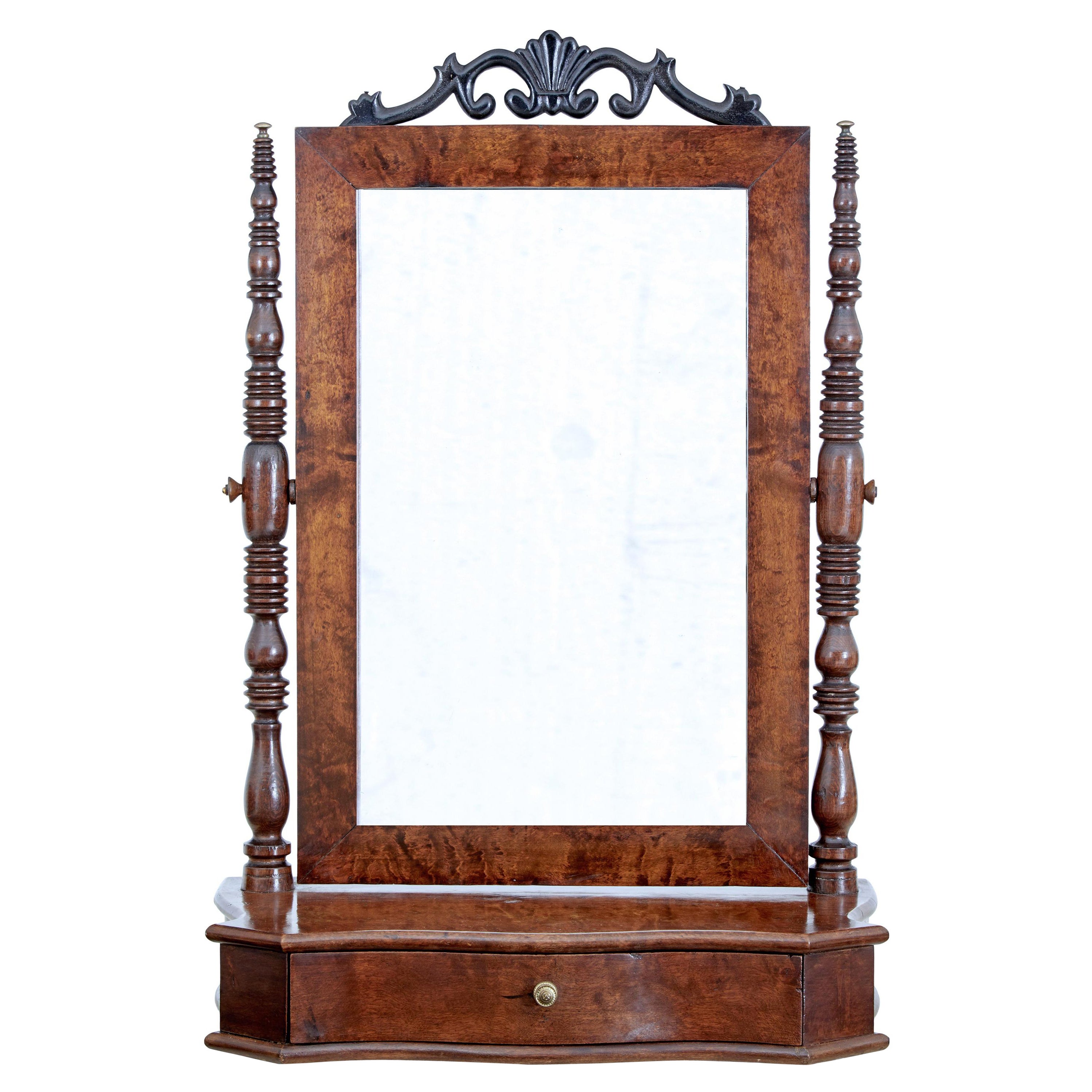 Victorian Standing or Wall Mounted Vanity Mirror in Pewter, 19th Century For Sale at 1stDibs