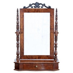 Antique 19th Century Swedish Birch Vanity Mirror