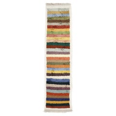 Vintage Anatolian Tulu Narrow Runner Rug with Polychrome Stripes